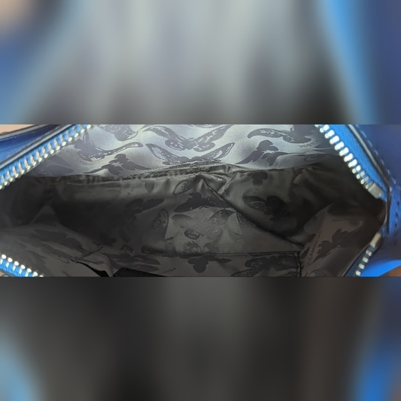 EUC 100% Genuine Leather beautiful blue removable strap back zip top zip closure - Picture 7 of 15